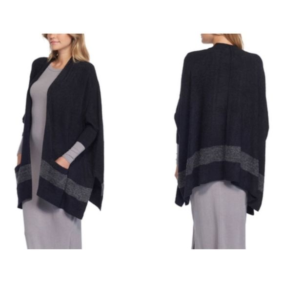 Barefoot Dreams Sweaters - Barefoot Dreams Cozychic Lite Cliffside Wrap Black